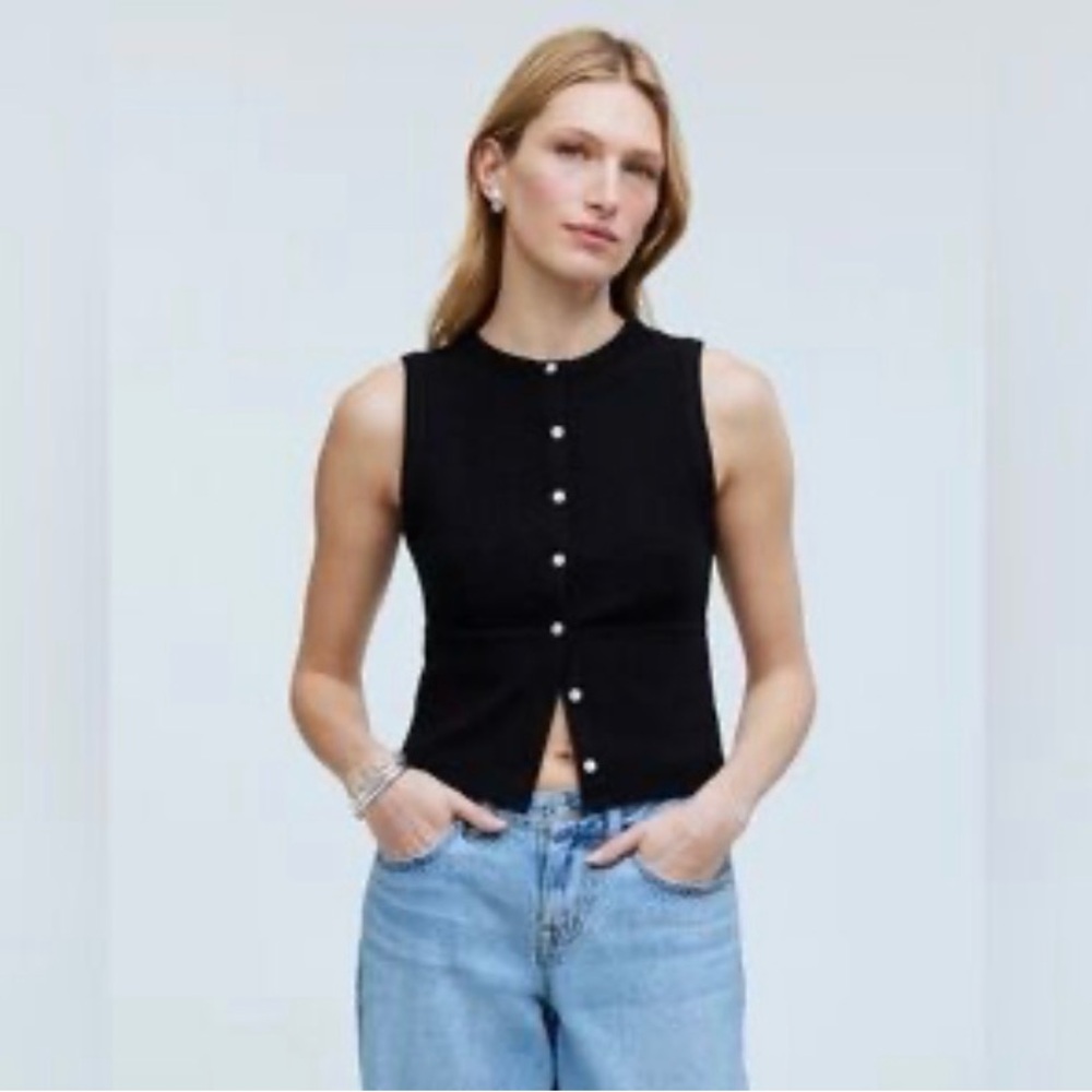 Madewell Split Crewneck Cardigan Tank
